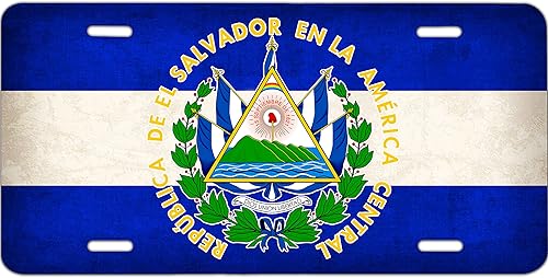 owndis El Salvador Bandera Decorativa Plato Decorativo Sublimado Delantero Del Coche, 0.025 pulgadas (0.026 in) Espesor-1023