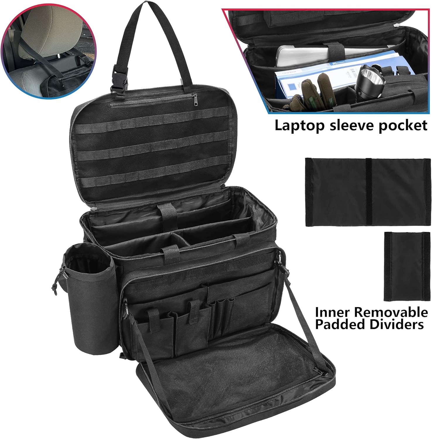 Blасk Frіdау 🔥 Trunab Patrol Bag Law Enforcement, Police Duty Bag, Car Front Seat Organizer Compatible with 15.6” Laptop, Multiple Compartment, Molle Webbing, Removable Strap, Detachable Kettle Bag Suреr Bіg Clеаrаnсе! Trunab Patrol Bag Law Enforcement, Police Duty Bag, Car Front Seat Organizer Compatible with 15.6” Laptop, Multiple Compartment, Molle Webbing, Removable Strap, Detachable Kettle Bag