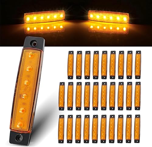 MADCATZ 30 tiras de 3.8 pulgadas de luces laterales ámbar, 6 luces LED de liquidación 2835 SMD universal para remolque, RV, camión, barco,
