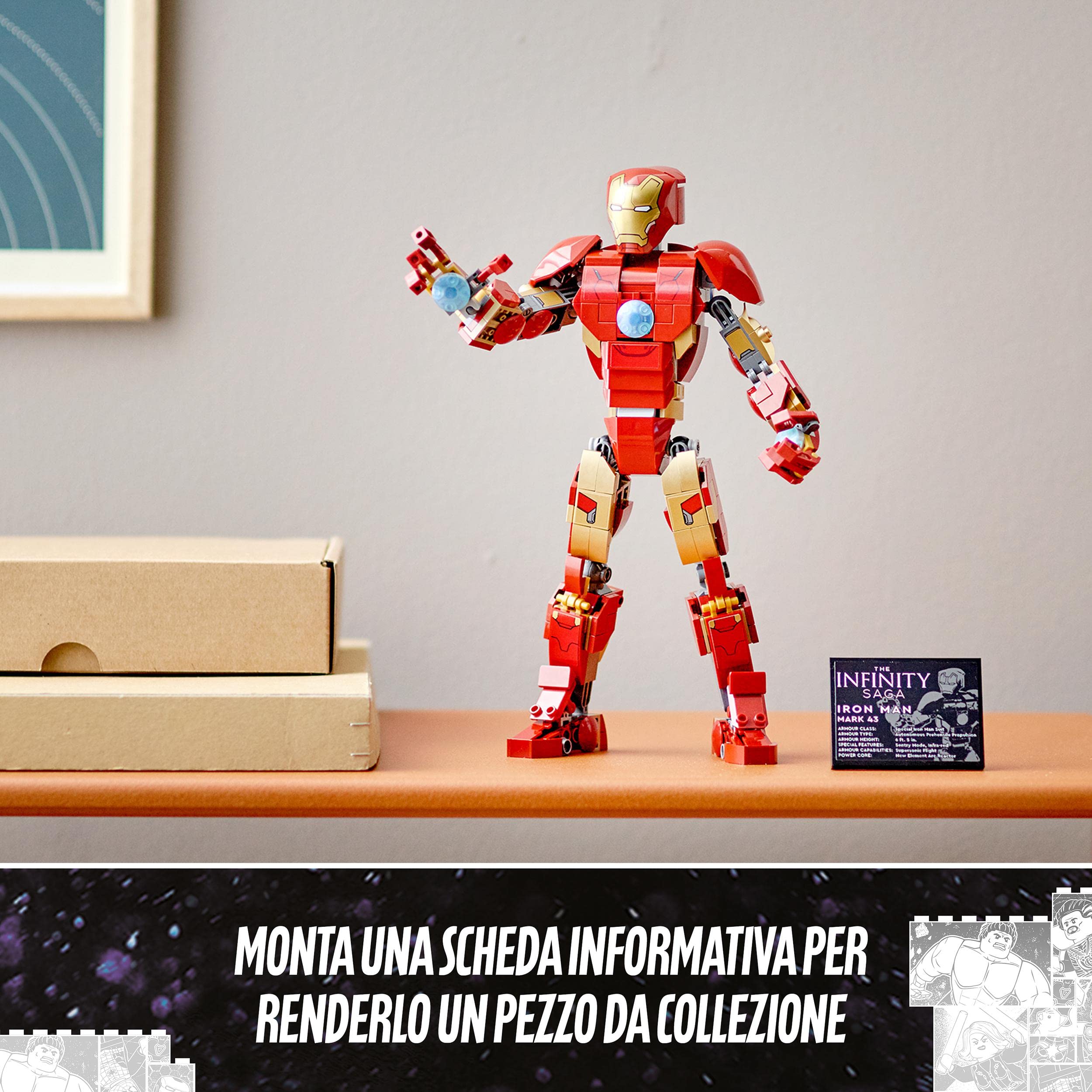 LEGO Marvel Personaggio di Iron Man, Giocattoli Super Heroes per Bambini, dal Film Avengers: Age Of Ultron della Saga dell'Infinito, Idee Regalo 76206