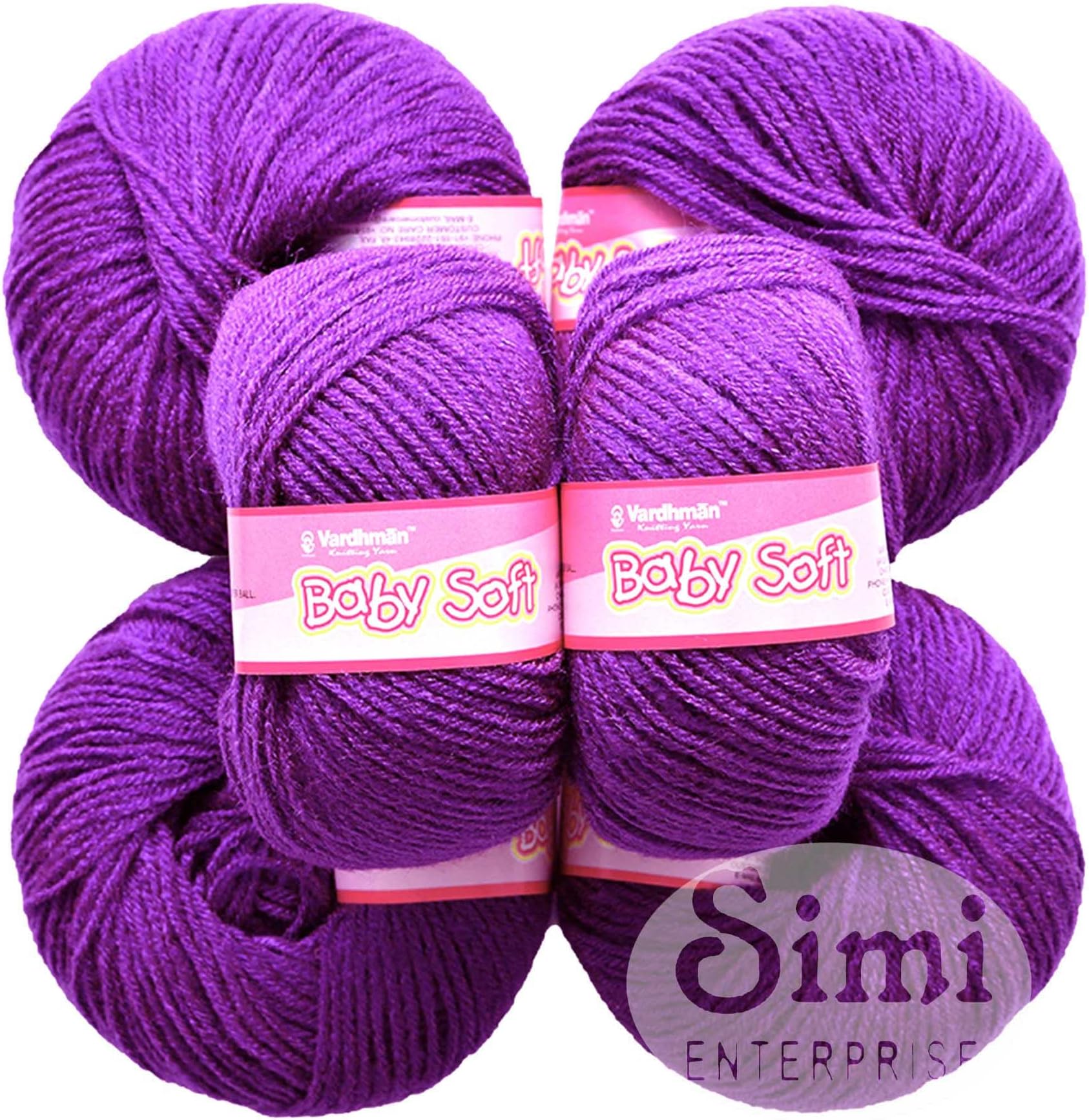 SIMI Enterprise 100% Acrylic Wool Purple (8 pc) Baby Wool Wool Ball Hand Knitting Wool/Art Craft Soft Fingering Crochet Hook Yarn, Needle Knitting Yarn Threa J KLC