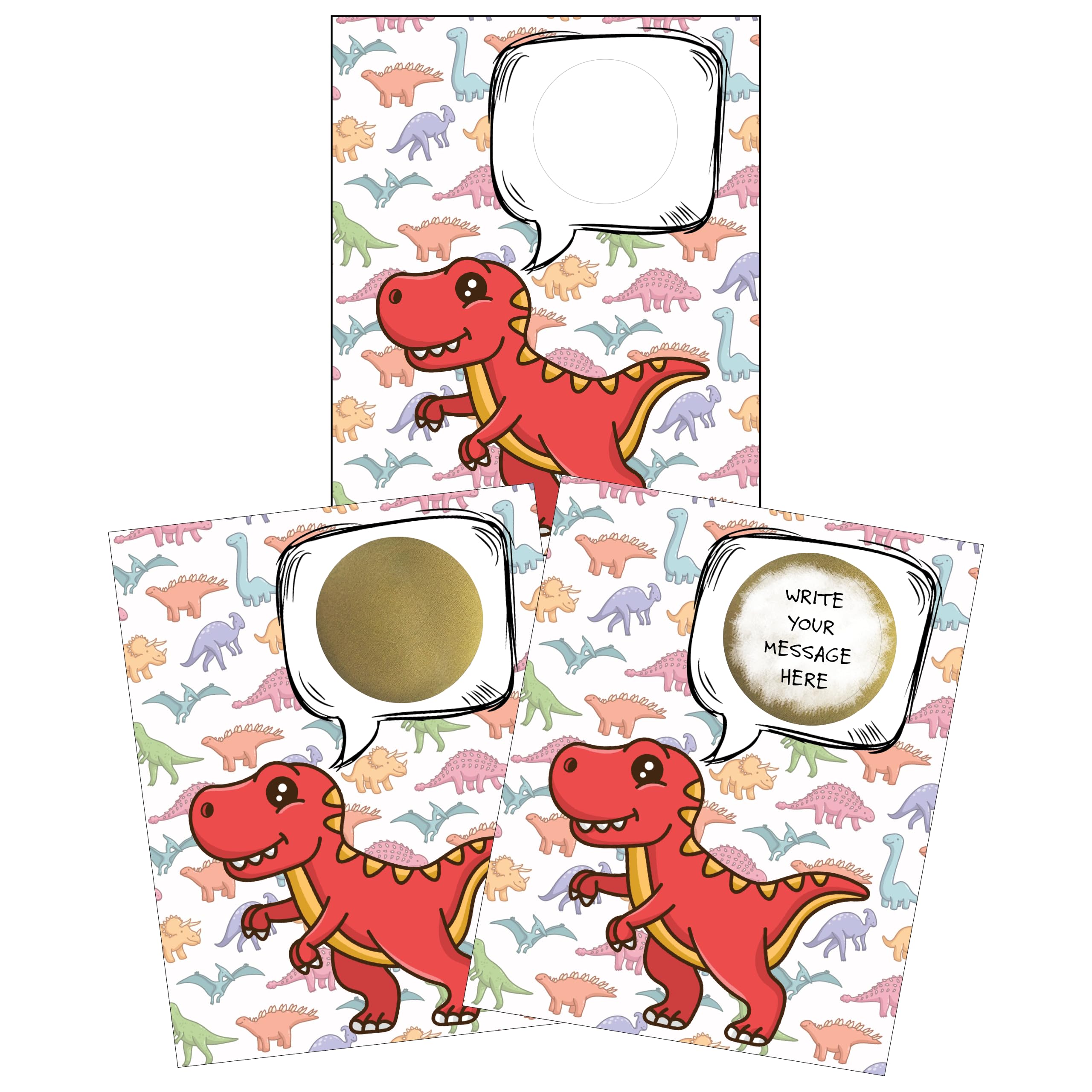 My Scratch Offs - 20 Pack Dino Dinosaur DIY Valentine Scratch Off Cards with Stickers, 3x4 Inch Customizable Game Cards for Classroom Exchange &amp; Party Favors for Valentine's Day