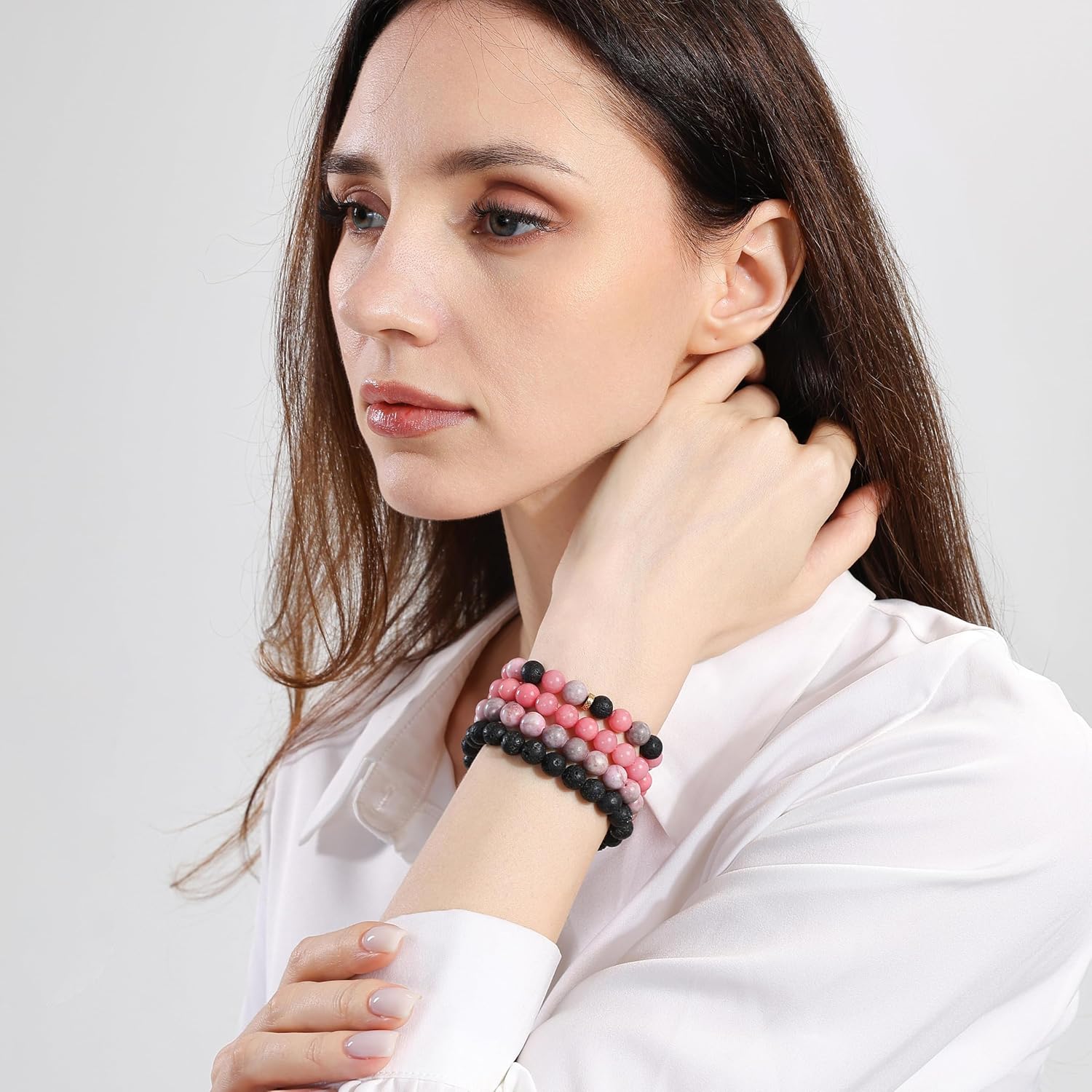 Fengling 4 PCS Beaded Crystal Bracelet for Women 8mm Natural Gemstones Handmade Bracelet for Girls Healing Stretch Bracelets Crystal Jewelry for Women Gifts - Image 6