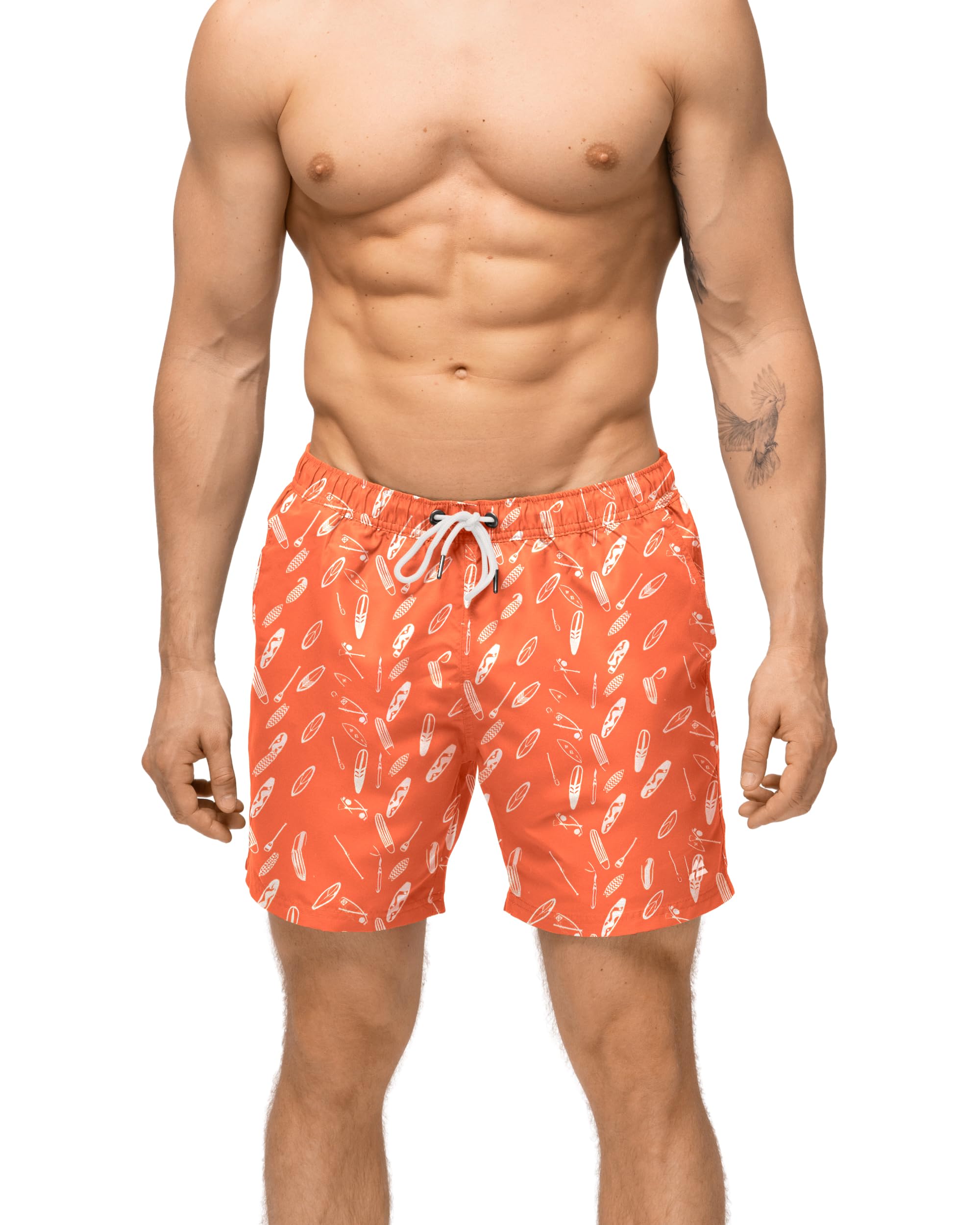 DANISH ENDURANCE Badehose Herren mit Mesh-Futter, Badeshorts mit Tunnelzug & Taschen, Leicht, Schnelltrocknend, 100% recycelte Materialien