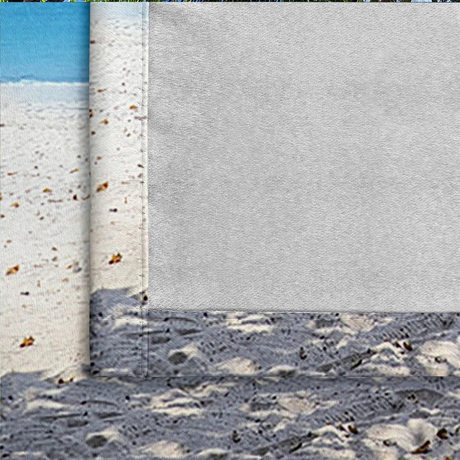 Zasłony okienne, zasłona zaciemniająca kuchnia niebieski zielony beżowy drzewo kokosowe krajobraz i plaża morska poliester 2 panele 264x214cm