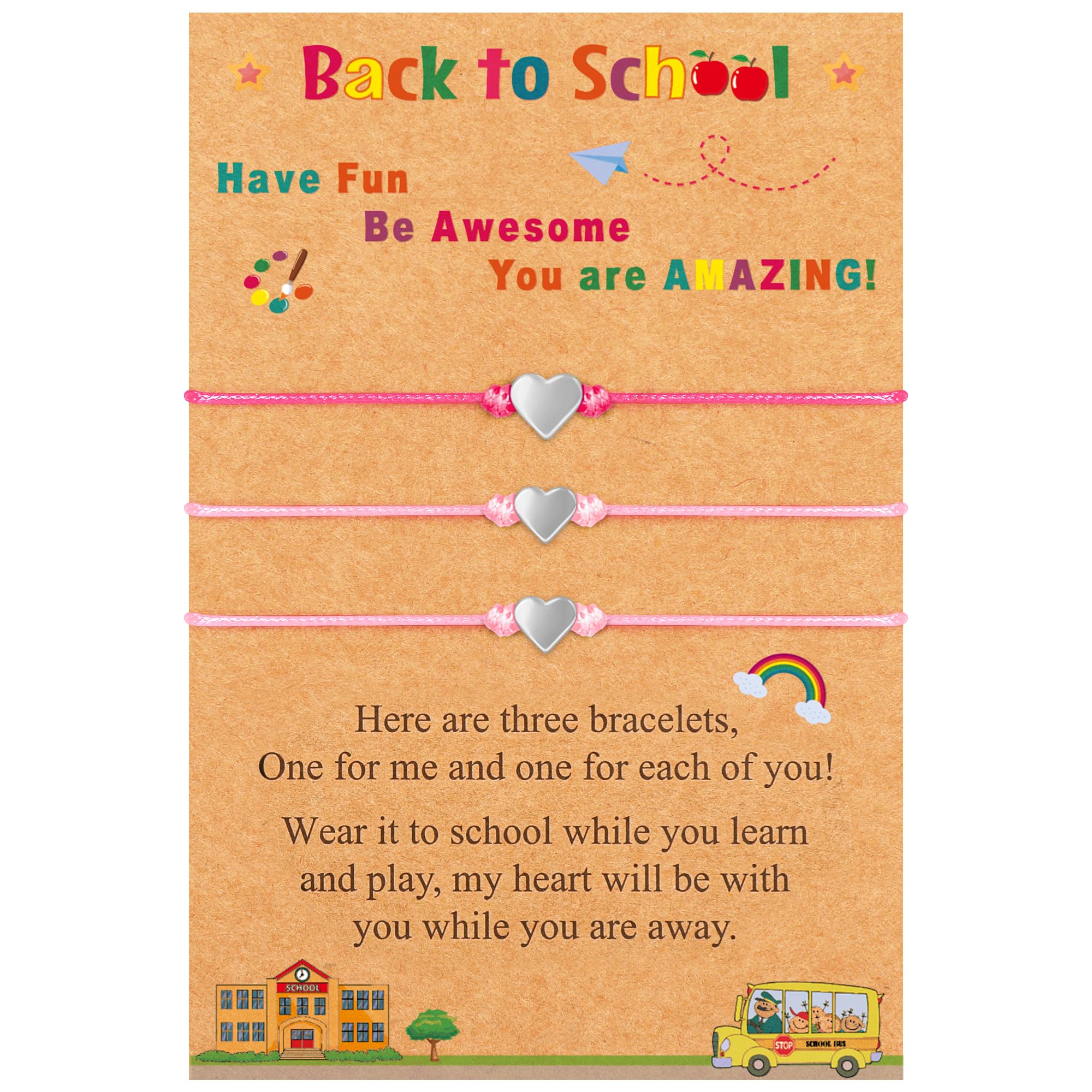 EOBOH Back to School Supplies, Back to School Bracelet Mommy and Me, Prek Matching Wish Bracelets Set, Adjustable Bracelet for Boys Girls Gifts Stuff Bulk