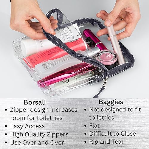 Miniatura 6 de BORSALI Botellas de viaje para artículos de tocador con bolsa de aseo de tamaño cuarto de galón aprobada por la TSA, reutilizable, 3 onzas, peso
