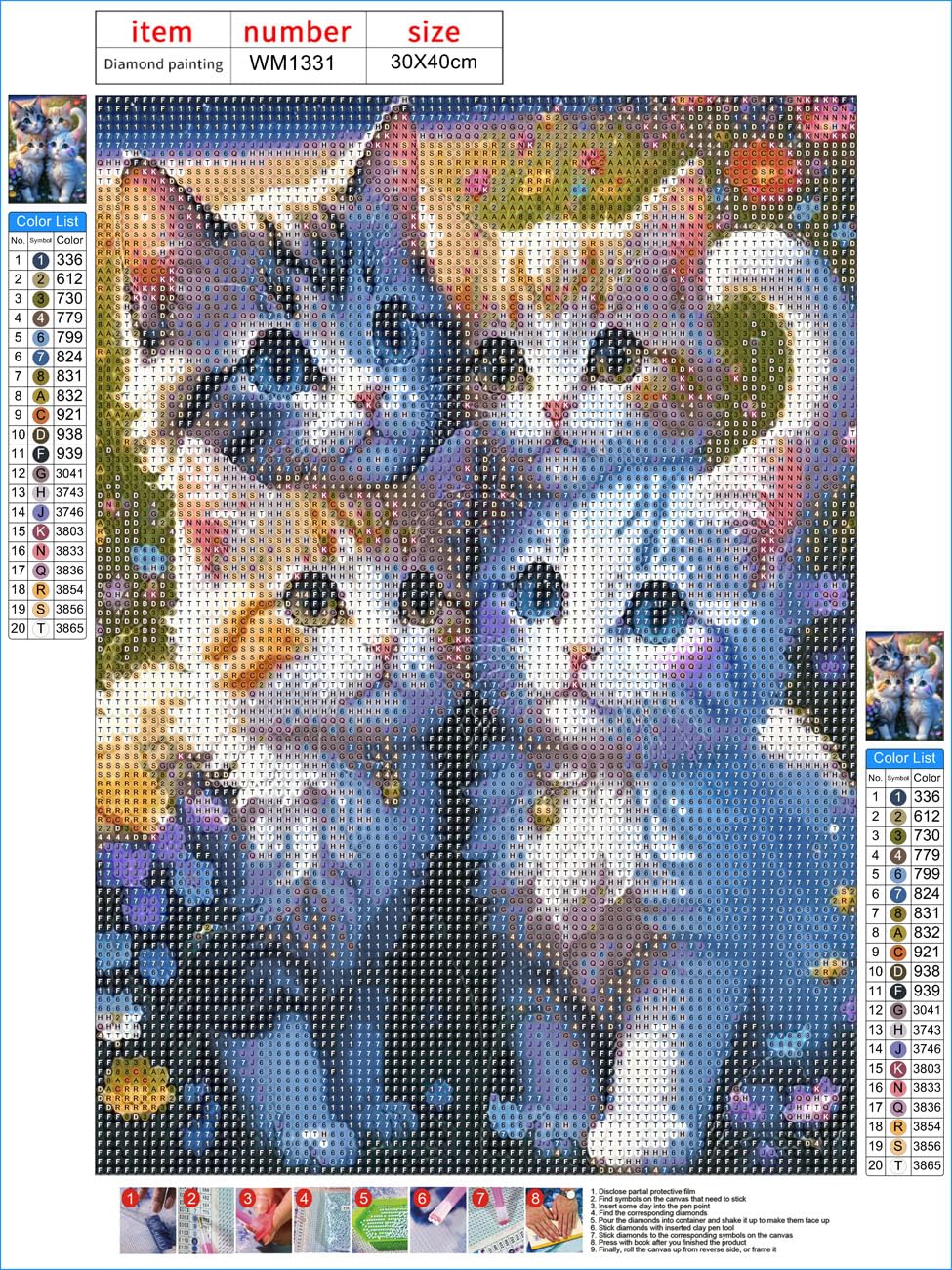 Amazon.co.jp: LEADINTOP ダイヤモンドアート 猫 30X40cm ダイヤモンド