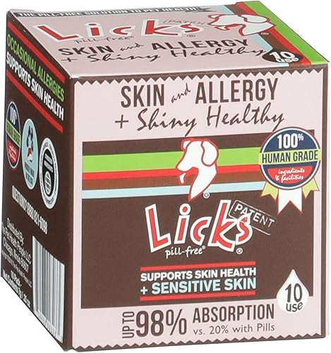 Licks - Alivio de la alergia y la piel del perro sin píldoras, Omega 3, vitaminas y suplementos para aliviar la picazón, suplemento de cúrcuma para
