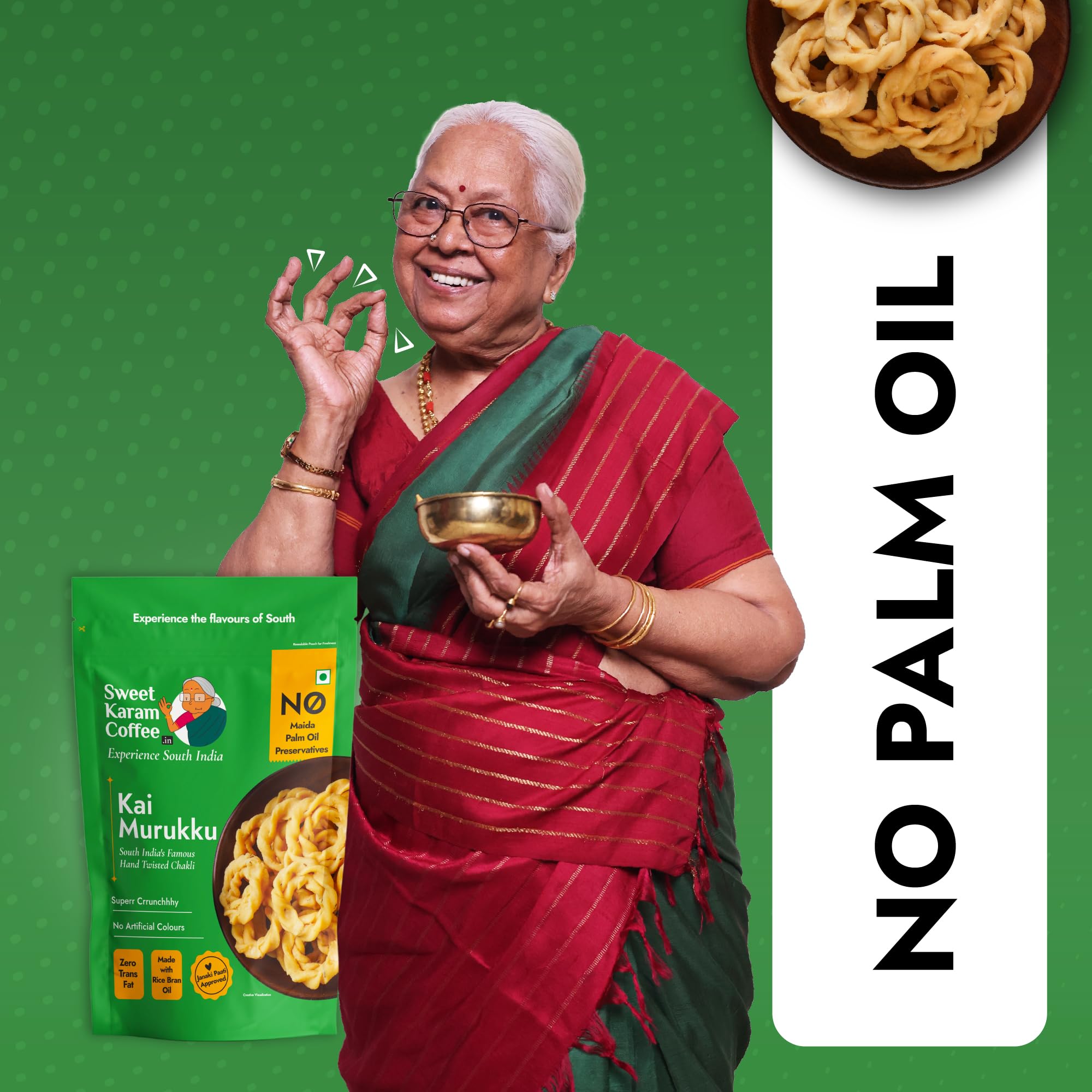 Sweet Karam Coffee Kai Murukku - Pack of 2 (150g each) | No Palm Oil & Preservatives | Authentic South Indian Hand-Twisted Chakli | Crunchy & Delicious Namkeen | Tea Time Snack | Festive Special 2