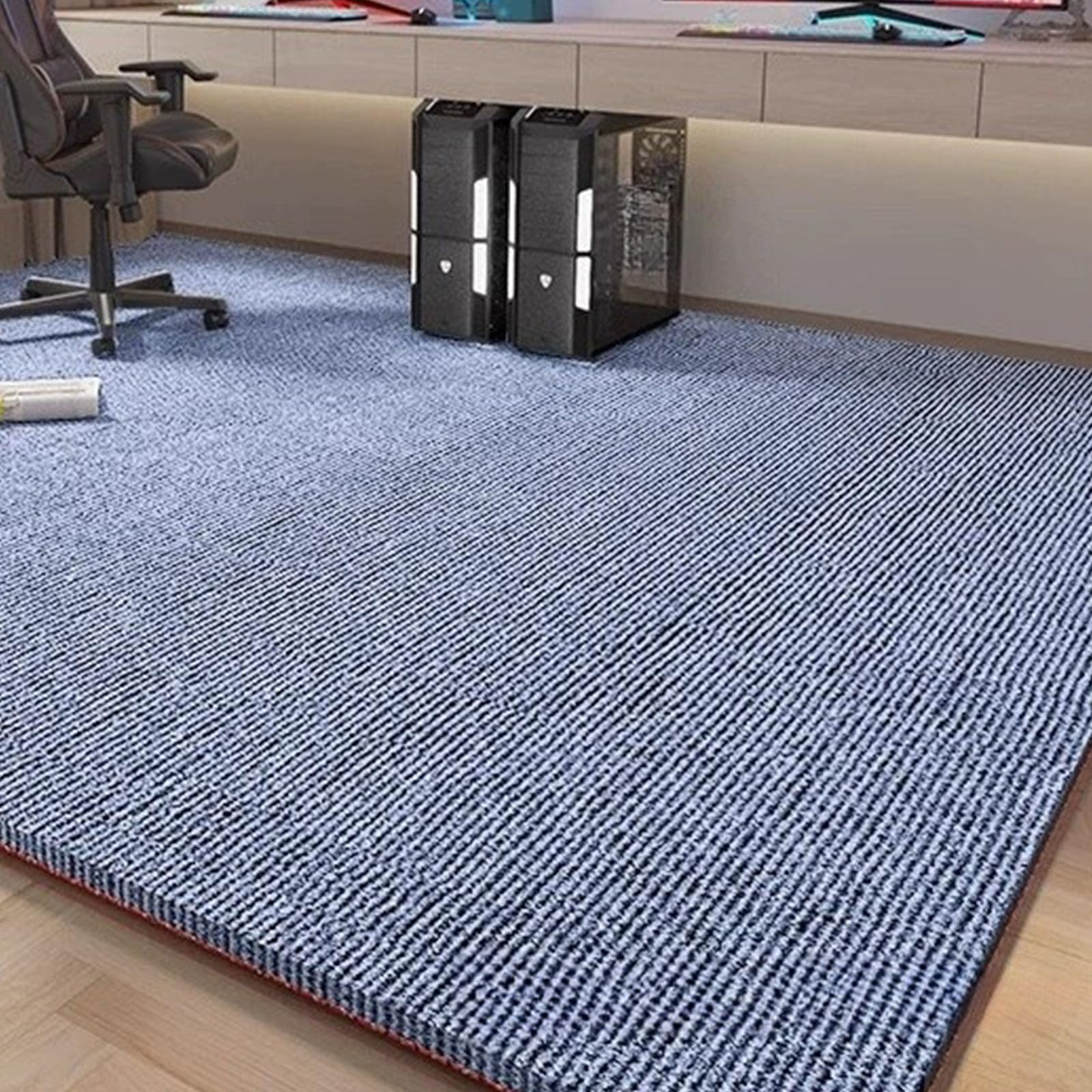 Tapete para silla de oficina para suelos de madera dura, 6 mm de grosor, antiarañazos, antideslizante, protector de escritorio, alfombra multiusos (azul, 100 x 120 cm)