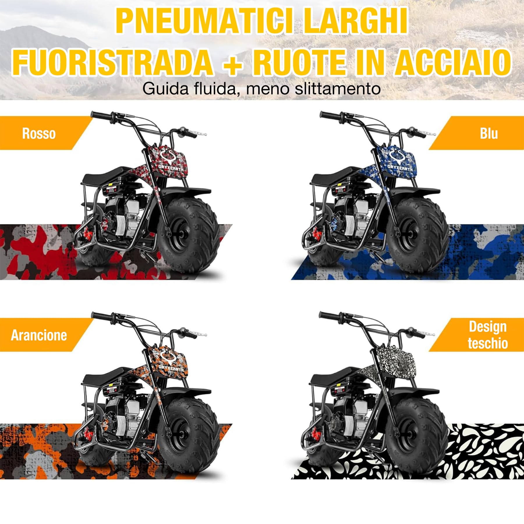 Dirt Bike Pocket Bike per bambini 105CC 4 tempi alimentato a benzina Mini Dirt Bike Pit Bike Pit Bike con cambio automatico e avviamento a fune, adesivo fai da te per bici a partire dai 13 anni (blu)