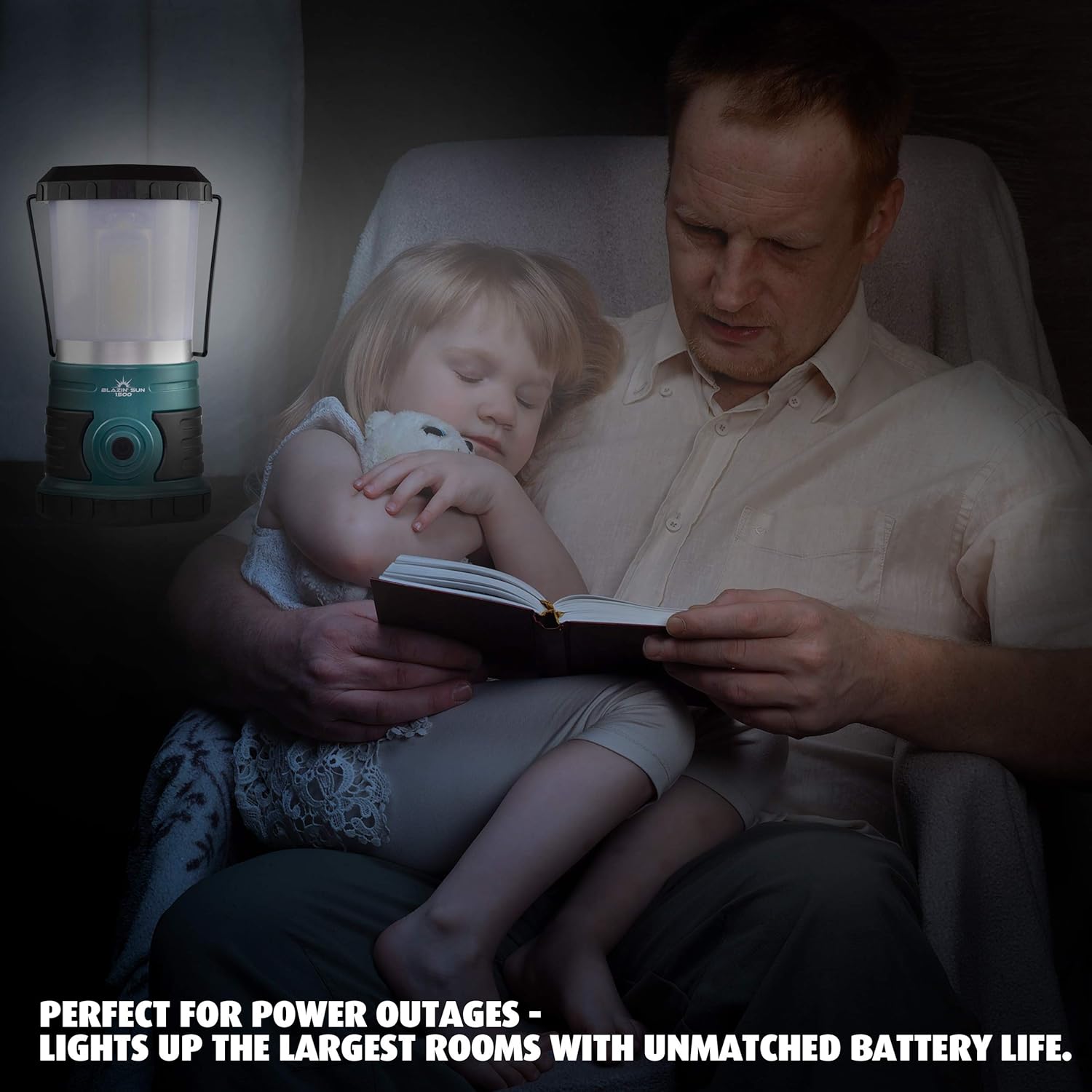 Blazin' Sun 1500 Lumen | Battery Lanterns for Power Outages, Emergency, Hurricane, Camping | LED Lantern with up to 200 Hour Runtime (Teal)