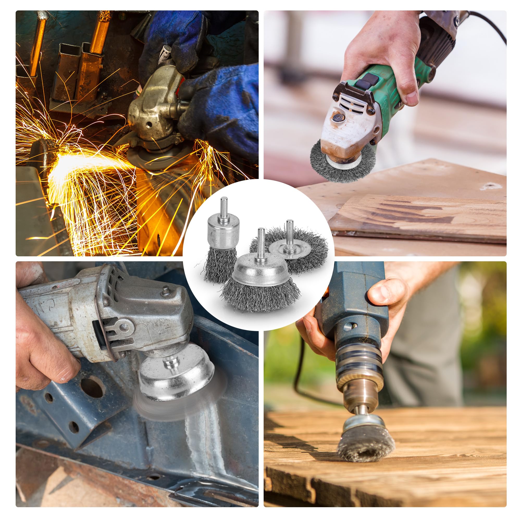Confezione da 40 dischi metallici per trapano, spazzola in filo di acciaio al carbonio con gambo esagonale da 1/4", spazzola per ruote resistenti, spazzola a tazza, set di pennelli per