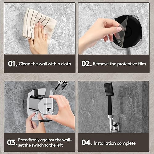 Miniatura 8 de Soporte de cabezal de ducha giratorio de 360 con ventosa  Capacidad de carga de 10kg, instalación sin herramientas en segundos  Soporte de ducha