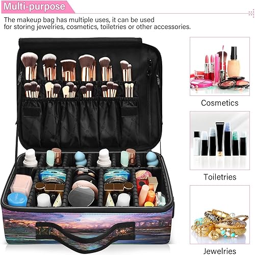 Miniatura 5 de Lotus - Bolsas de maquillaje de viaje de gran capacidad estilo chino para mujeres, bolsa organizadora, bolsa de maquillaje grande para maquillaje de