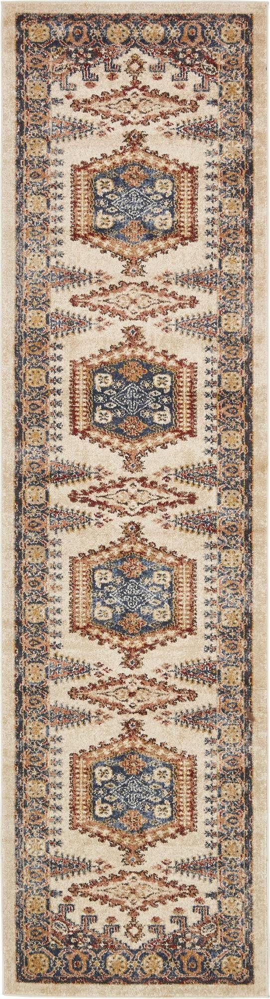 Rugs.com Eden Collection Rug – 10 Ft Runner Cream Medium Rug Perfect for Hallways, Entryways