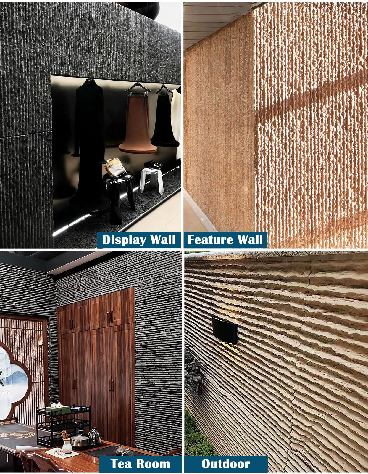 Paneles Decorativos para Pared 4Pcs Paneles de Pared Exteriores Imitación Piedra Impermeables, Paneles de Textura de Pared para Sala Dormitorio Baño, Revestimiento y Cubiertas de Pared(Brown)