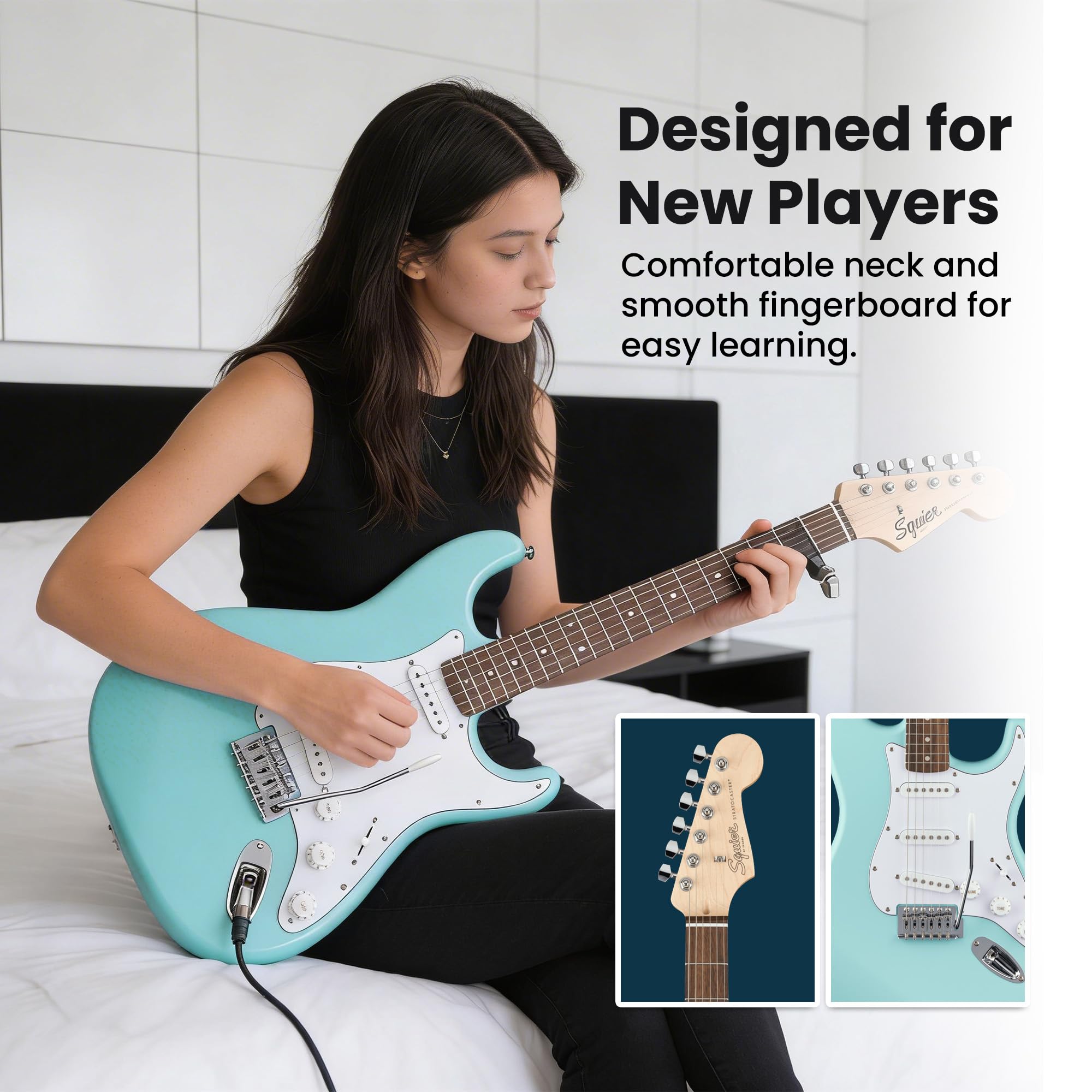 Amazon | Fender Squier Stratocaster エレキギター - ダフネブルー