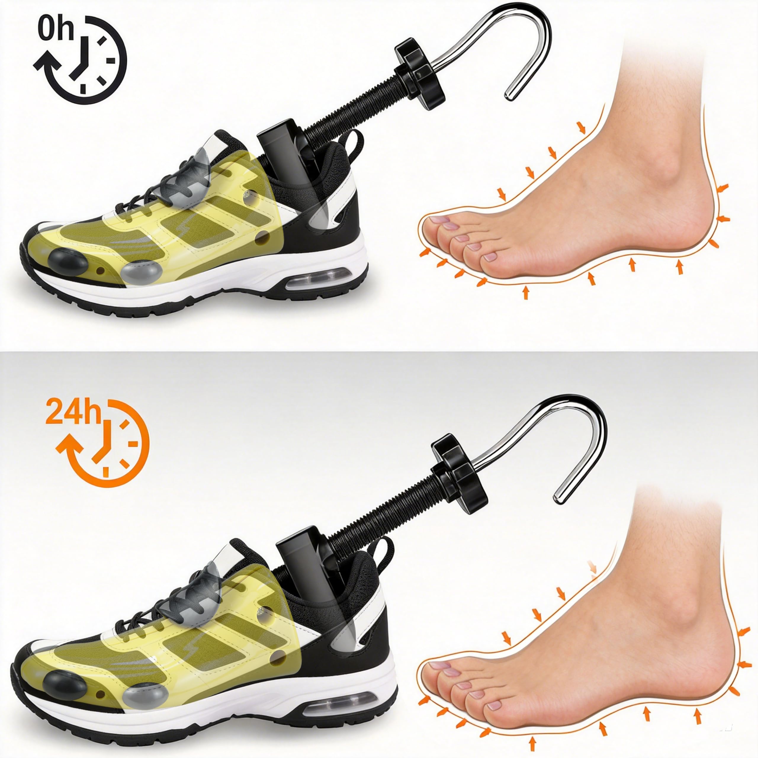Cedar Space Estiradores de zapatos de plástico para mujeres y hombres, juego de moldeadores de zapatos duraderos de longitud y ancho ajustables