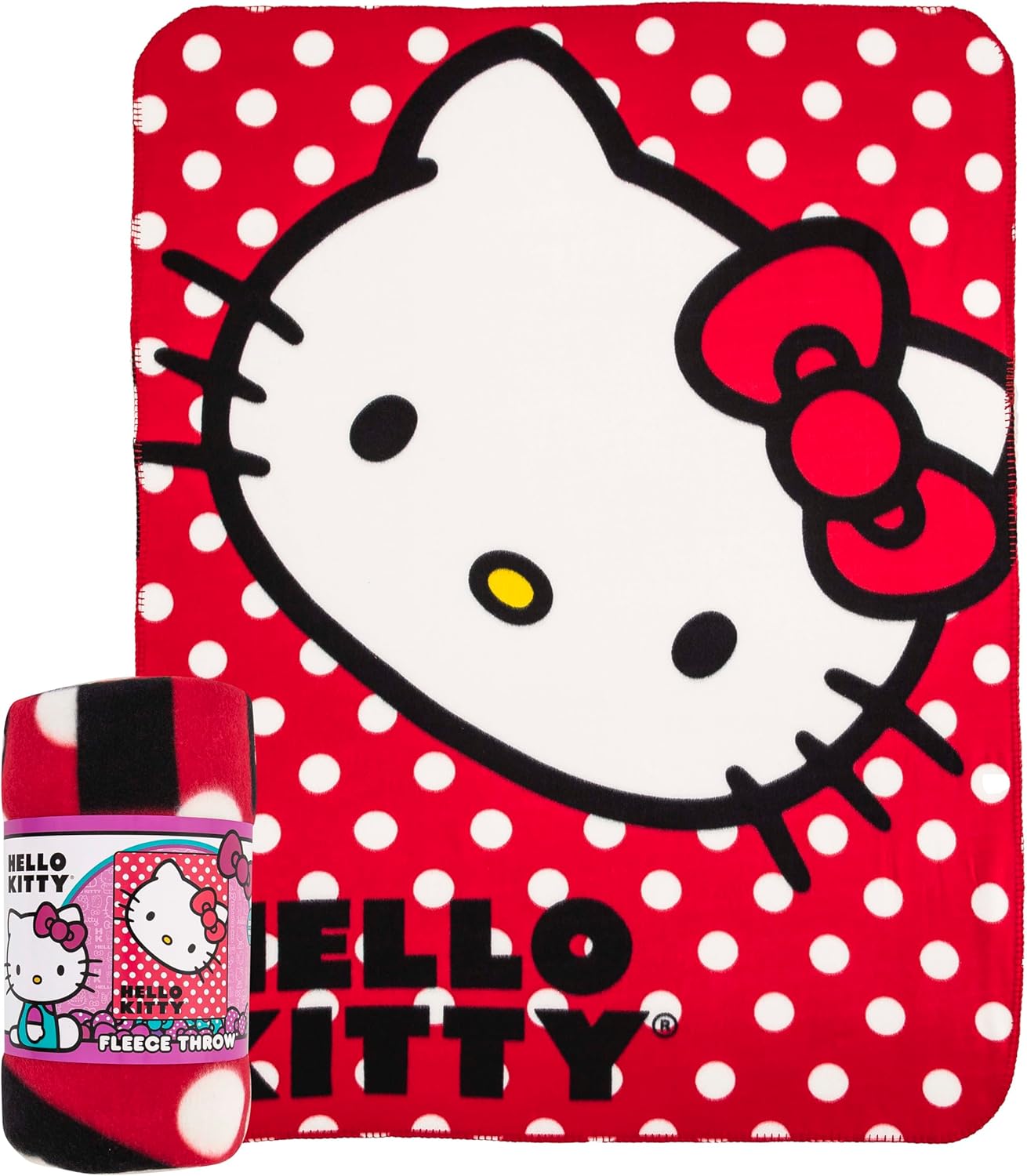 Northwest Sanrio Hello Kitty Polka Dot Kitty Fleece Throw Blanket, Soft, 45 x 60Inches, Multi Color