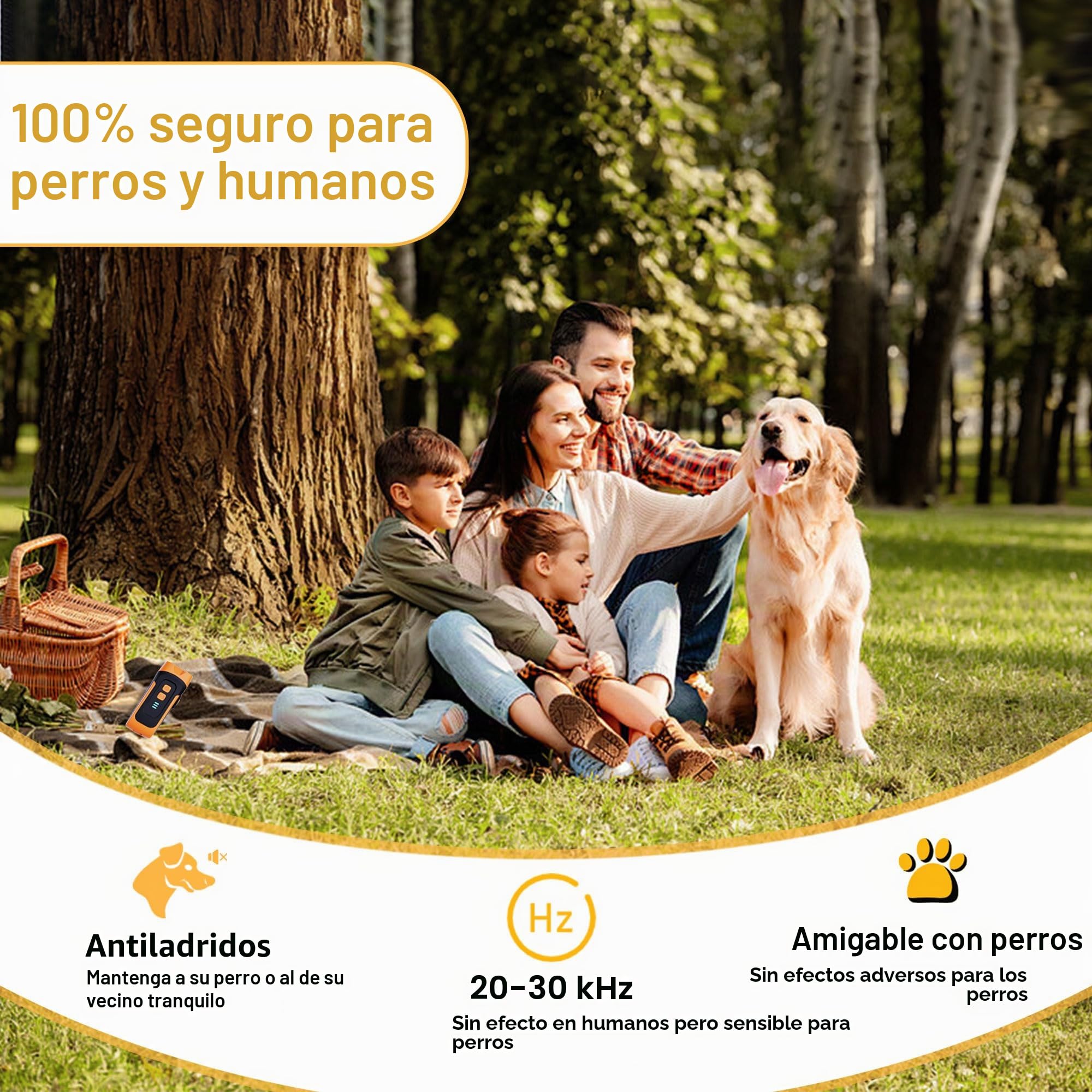Antiladridos para Perros,Dispositivo de Control antiladridos(con 2 emisores ultrasónicos de Rango de 50 pies y Luces LED) Entrenador de Perros portátil,Seguro para Todos los Perros de Todas Las Razas