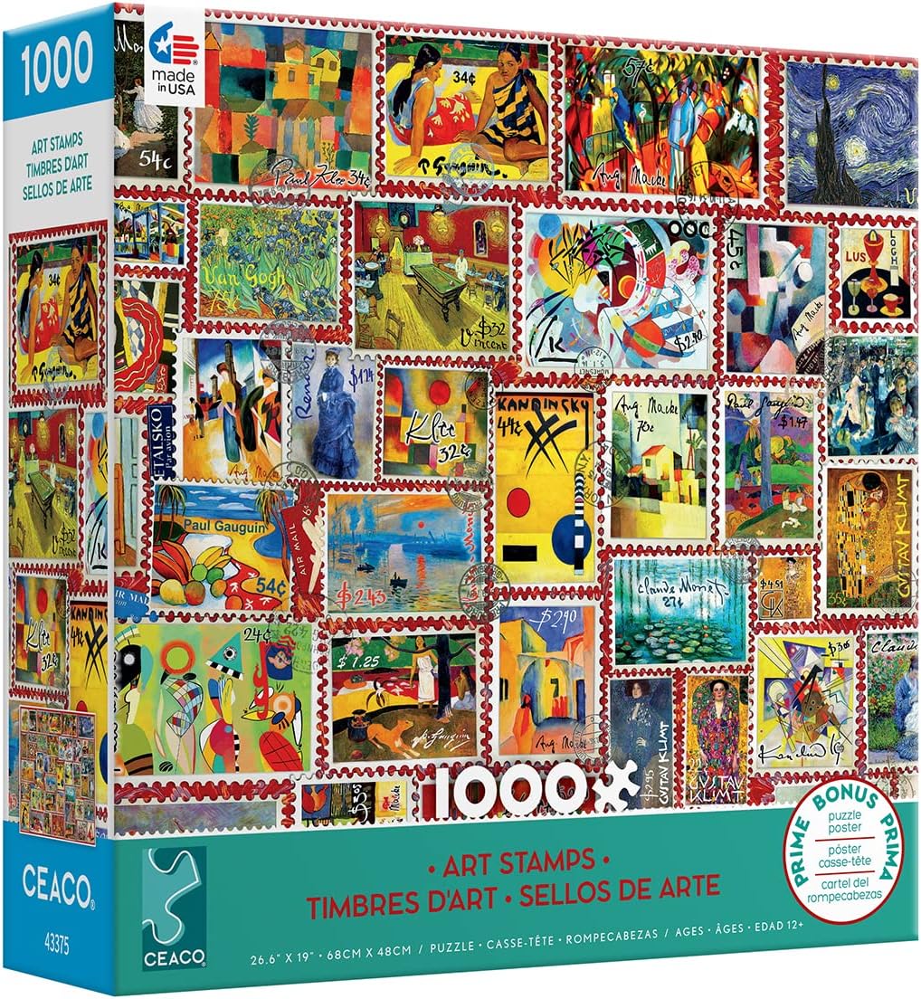 Ceaco - Barbara Behr -Stamps - Art Stamps - 1000 Piece Jigsaw Puzzle, Grey