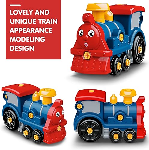 Miniatura 3 de Juego de juguetes desmontables para niños pequeños con taladro eléctrico, ensamblaje de tren eléctrico de bricolaje, juguetes de aprendizaje de