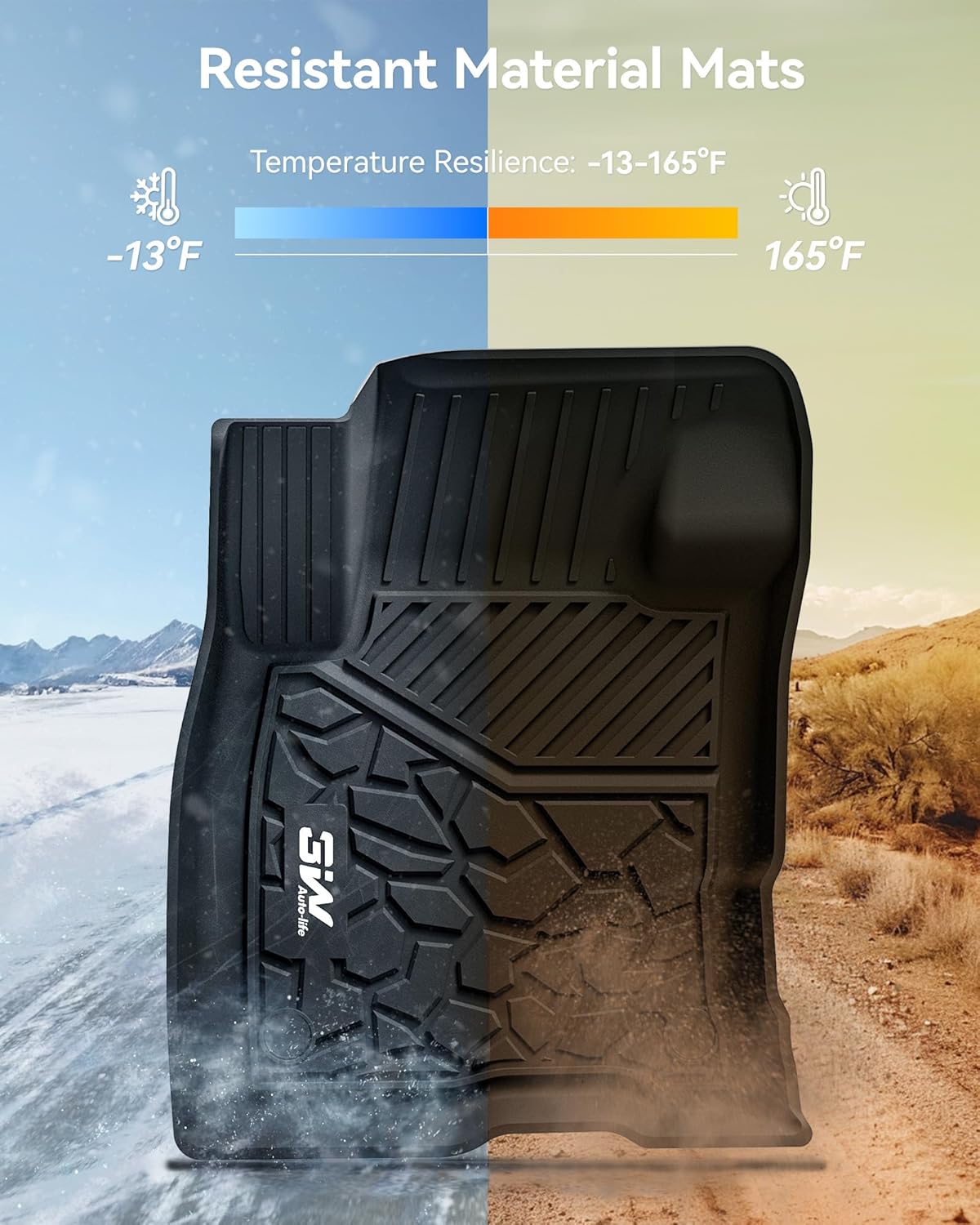 3W Ford Maverick Floor Mats Fit for 2022-2025 2026 (Only Fits Gasoline Models) 1st & 2nd Row All Weather Floor Liners for Ford Maverick，Black - Image 4