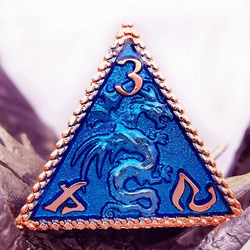 Vista 72 de HAOMEJA Juego de dados de dragón de metal hueco + resina, juego de 7 dados para juegos de rol D&D Dungeons and Dragons (azul) 1 Dragones