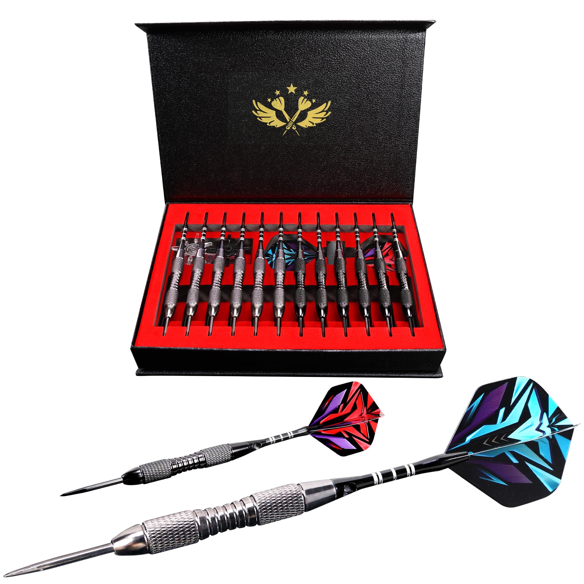 WINSDART Darts Metal Tip Set,Steel Tip Darts,12pcs 22g,Gift Box,Mens Gifts