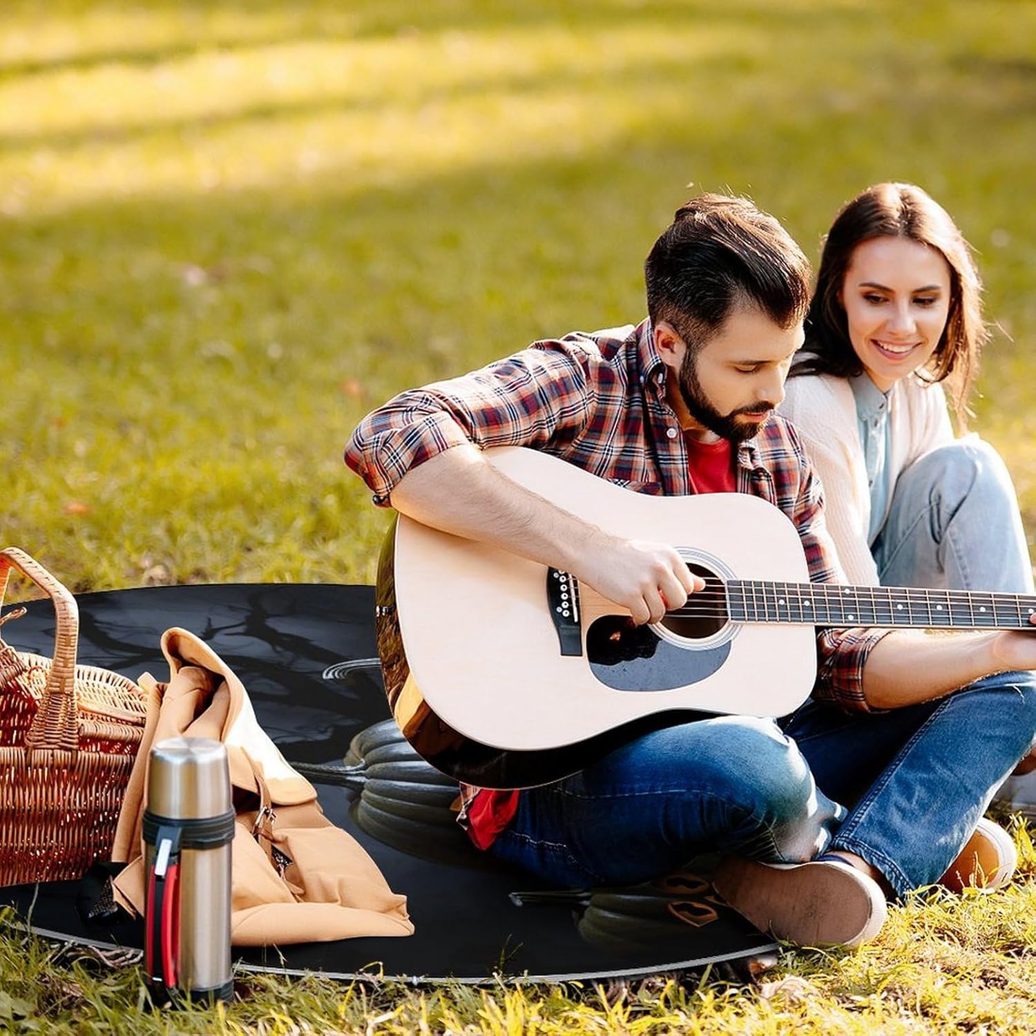 Halloween with Pumpkins Picnic Blanket Foldable Outdoor Round Blankets Lightweight Beach Mats Portable Waterproof Park Sand Free Mat for Camping Hiking Sports Activities