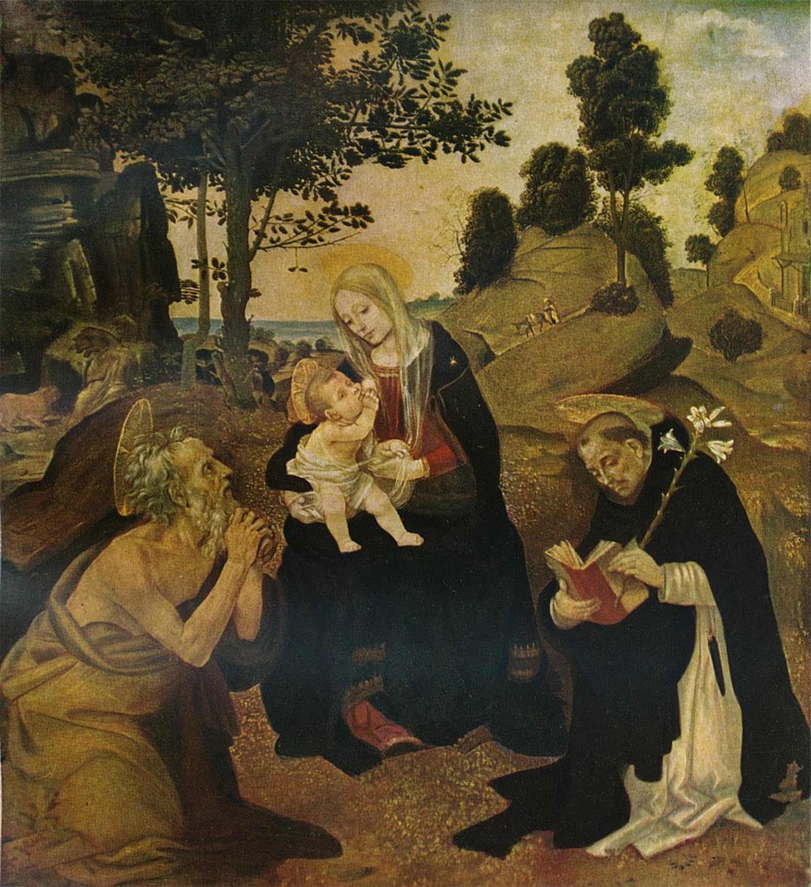 ARTXLXXBN Famous Print Painting Colorful Art Print the Virgin and Child with Saints and Dominic by Filippino Lippi Canvas Art Decorations for Home Decor 60x90cm