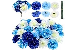 TBoxBo 120 Pack Artificial Carnations with Stems, Leaves and Premium Silk Hydrangeas