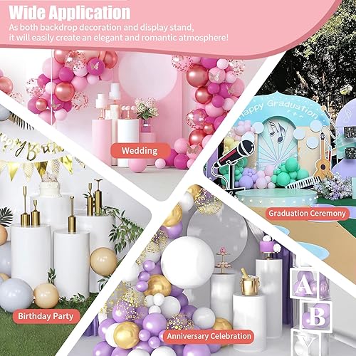 Miniatura 7 de DNYSYSJ 3 soportes de pedestal cilíndrico para fiestas, soportes redondos de cilindro pequeño, jarrones de hierro blanco, cilindros de centro de