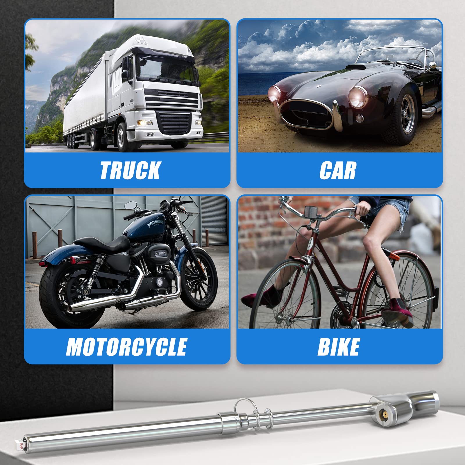 Silver Tire Pressure Gauge - Dual Head, 10 Pcs -6 Silver Tire Pressure Gauge - Dual Head, 10 Pcs -6