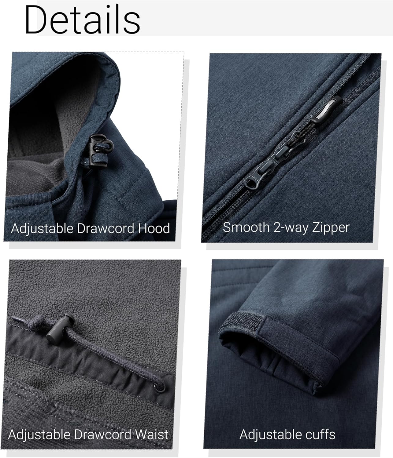 Outdoor Ventures Women's Softshell Jacket with Removable Hood Fleece Lined Windbreaker Insulated Long Warm Rain Jacket - Image 4