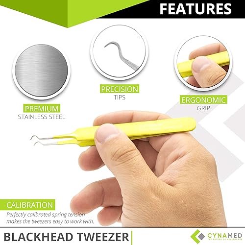 Miniatura 2 de Pinza para puntos negros  Extractor profesional de punta de acero curvada de comedón quirúrgico y astillas por Rapid Vitality. Herramienta ideal