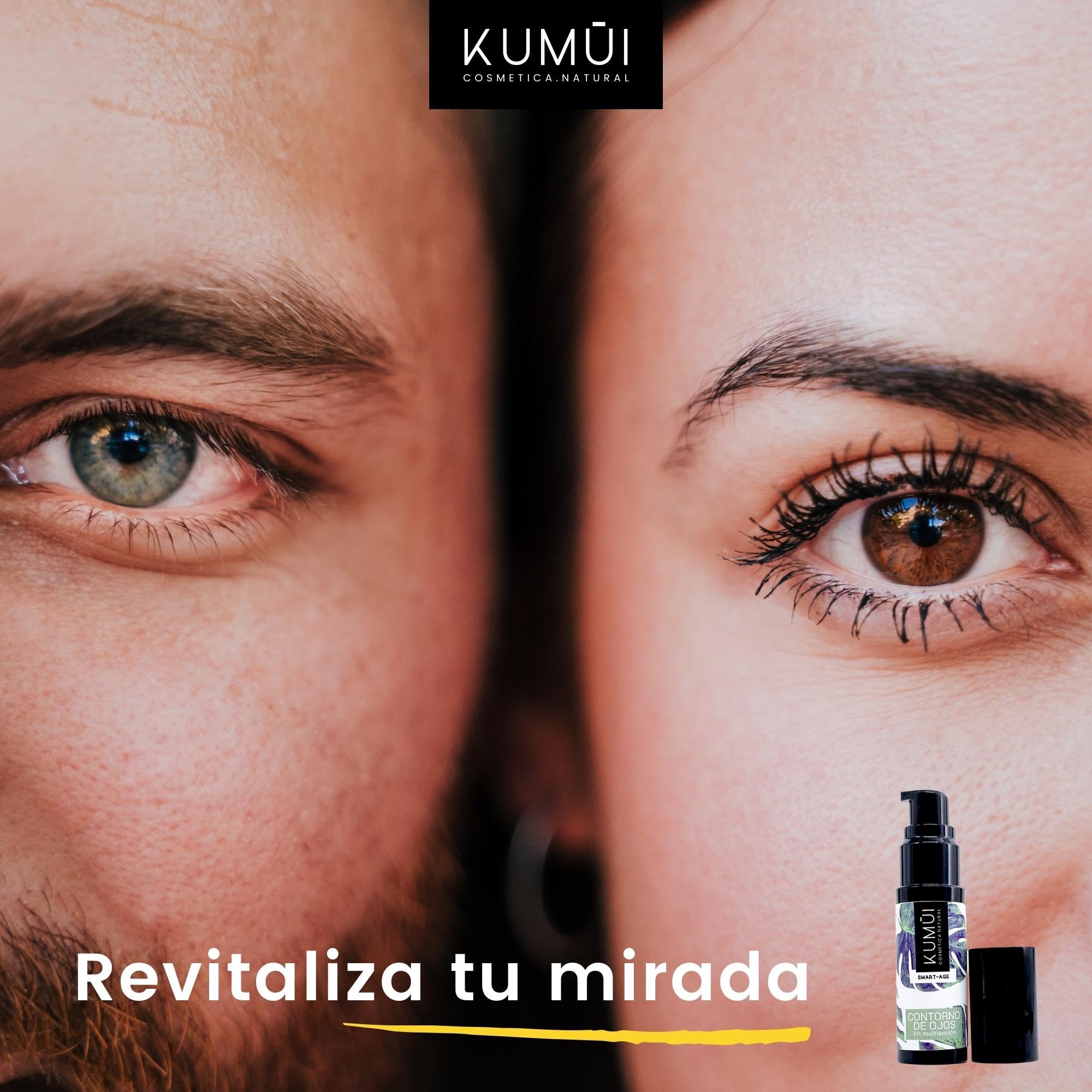 Kumui - Crema Contorno de Ojos Natural y Vegana Efecto Lifting Multiacción - Trata Patas de Gallo, Arrugas, Ojeras y Bolsas - Premio Internacional Best Eyecream Lifting - Ideal Piel Sensible - 17 ml