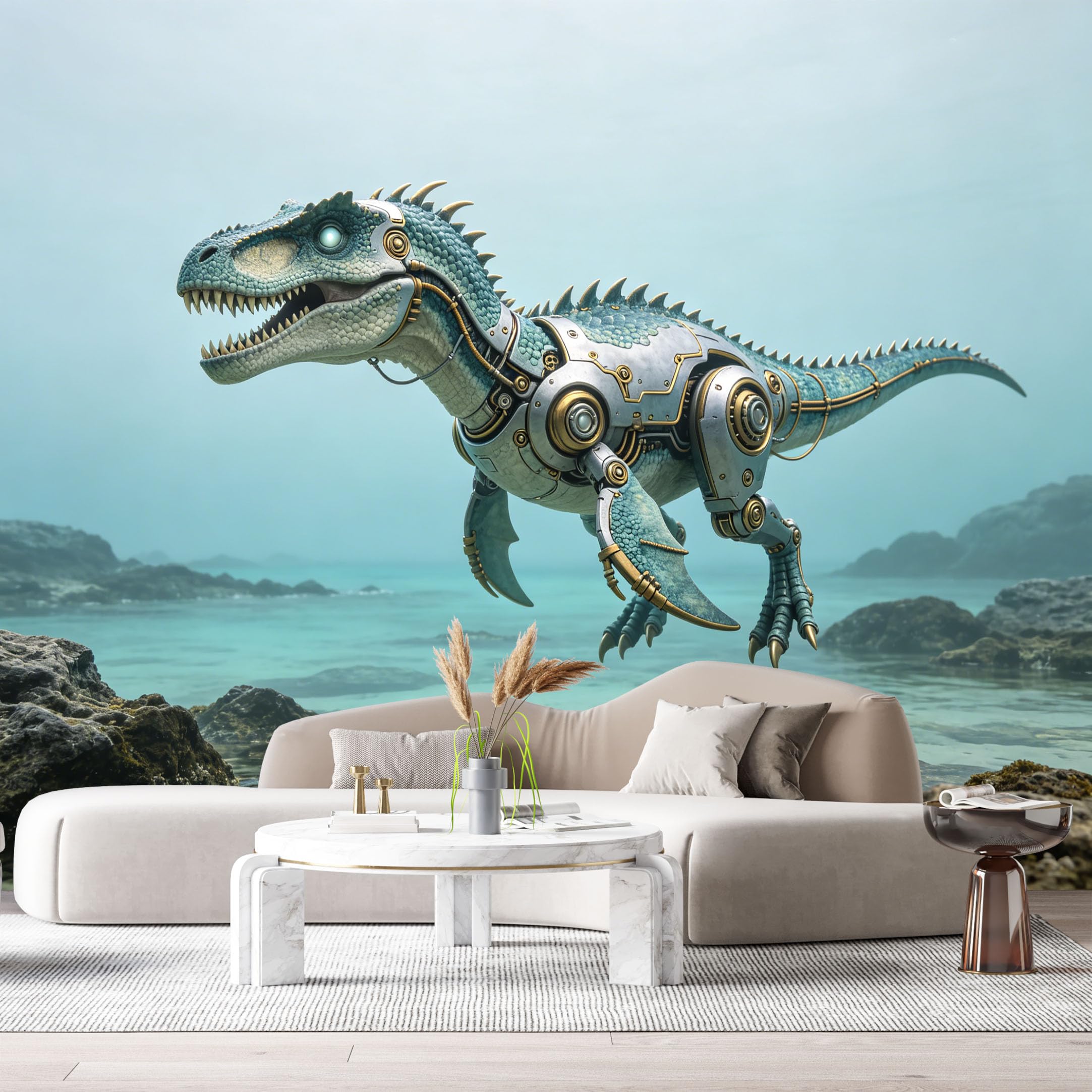 Custom Size Wall Mural Beast SciFi Robot Dragon Futuristic Armor Machine Creature SelfAdhesive Art Prints Removable Large Wallpaper Esports Room Game Room Tenant Room Studio