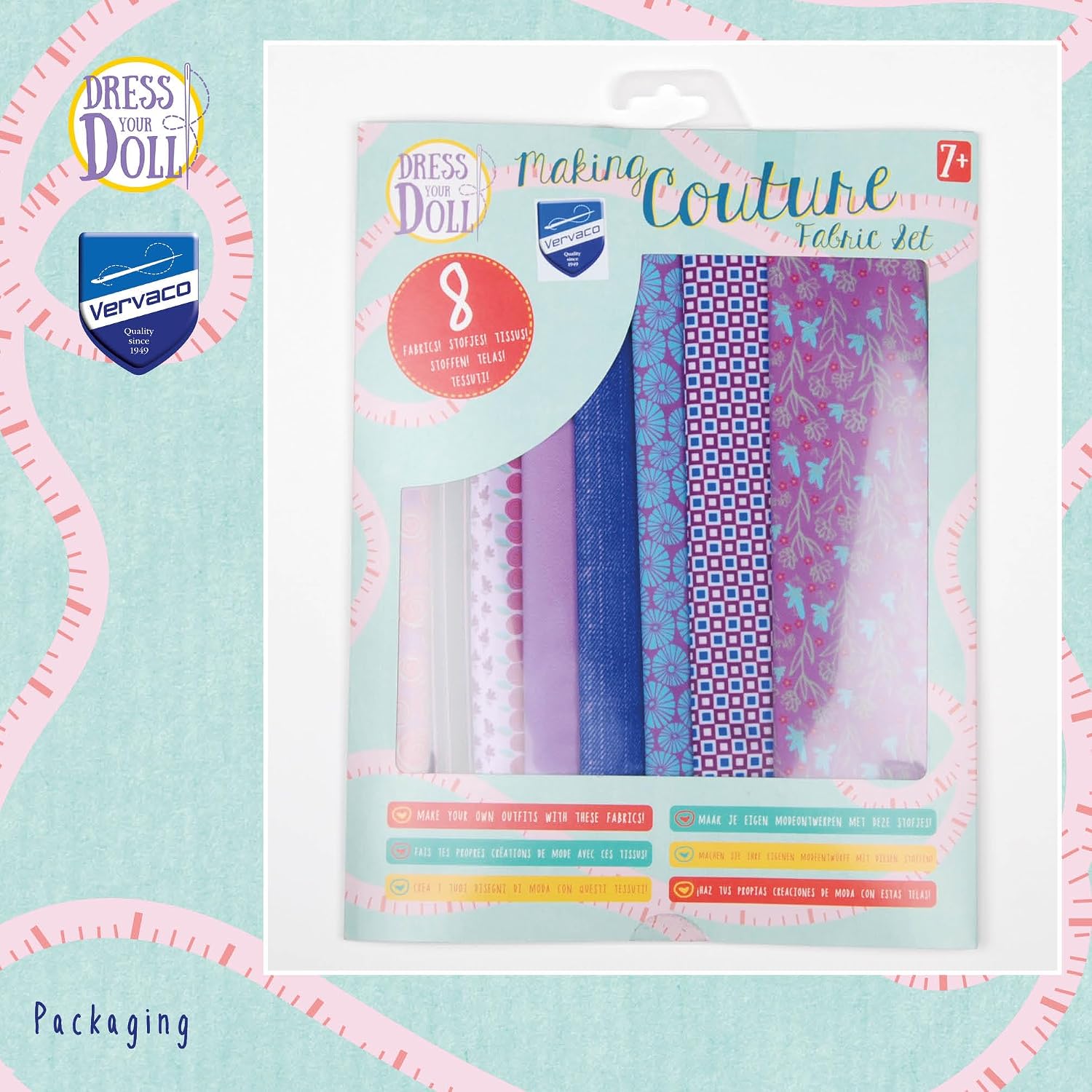 Vervaco Purple Dress Your Doll Outfit Making Set, Multi-Colour
