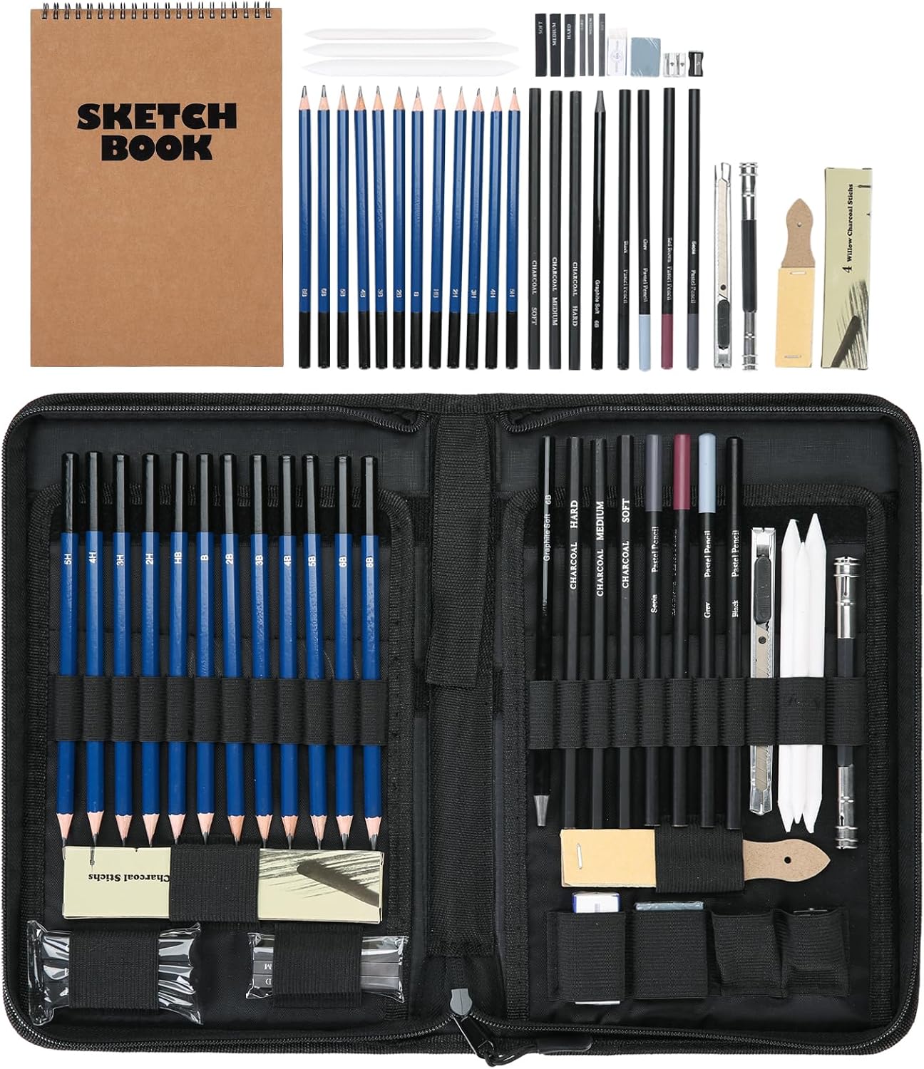 TOSHARE 40 Pack Sketching Kit Drawing Set, Pro Art Sketch Supplies with Sketchbook
