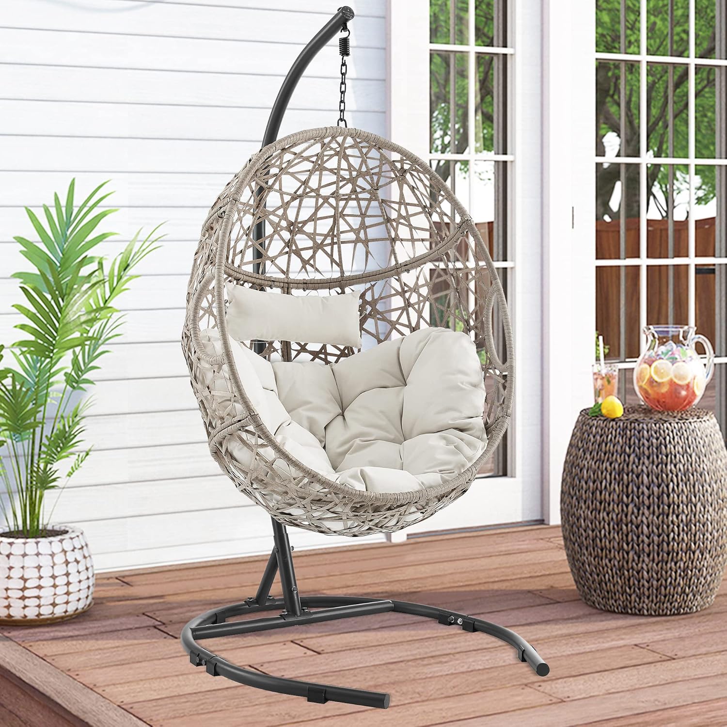 Ulax Furniture Hanging Egg Chair with Stand, Outdoor Oman Ubuy