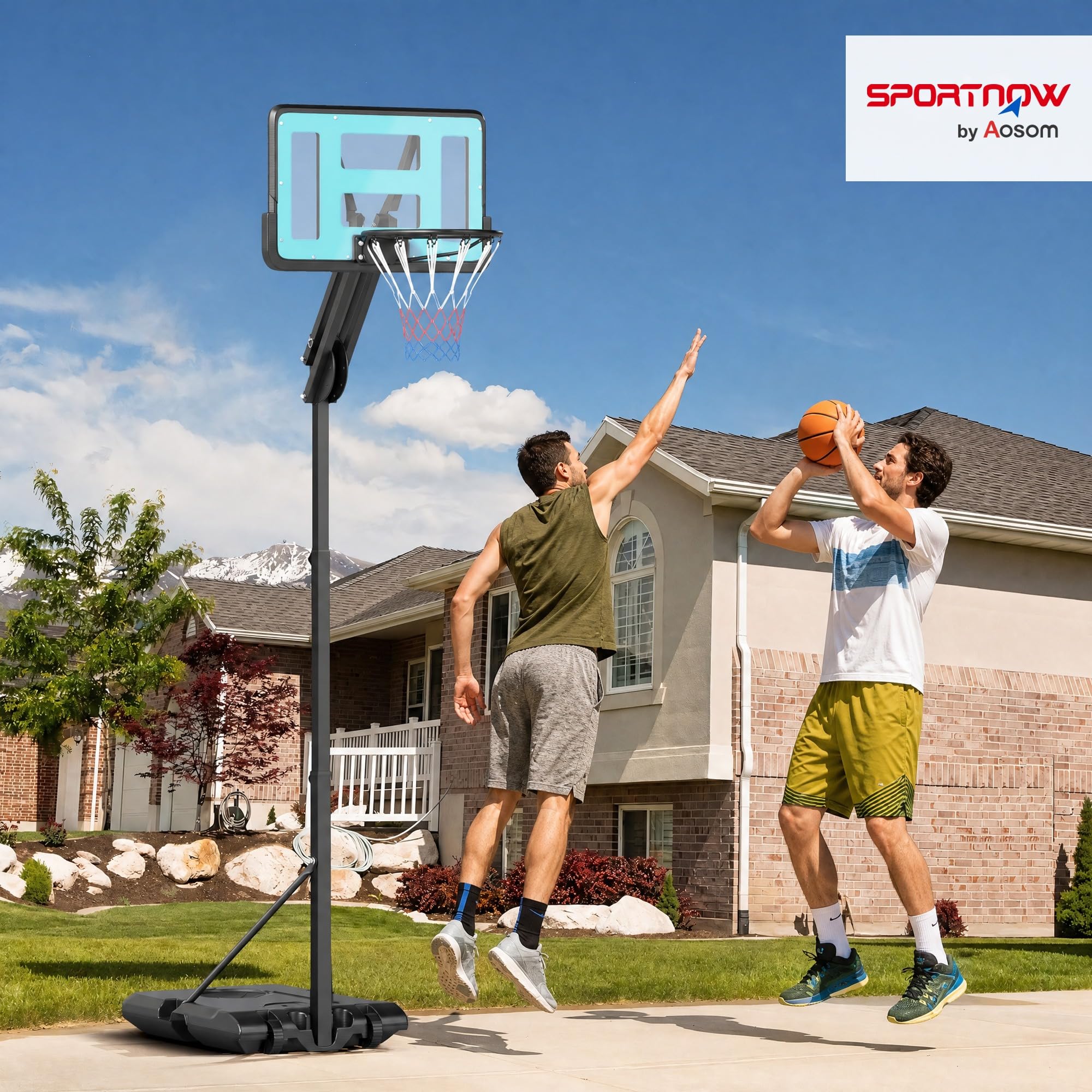SPORTNOW Canasta de Baloncesto para Exterior Altura Ajustable 146-236 cm
