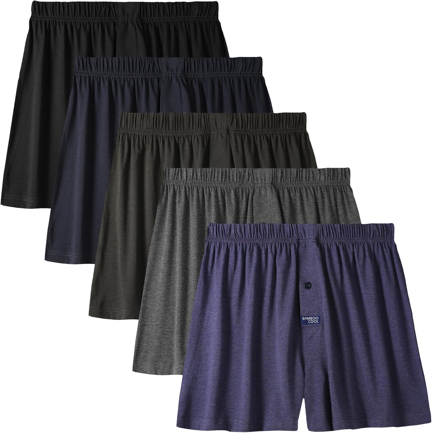 BAMBOO COOL Men's Boxer Short soft and Breathable Knit Boxers for men Moisture-wicking Underwear with Button Fly