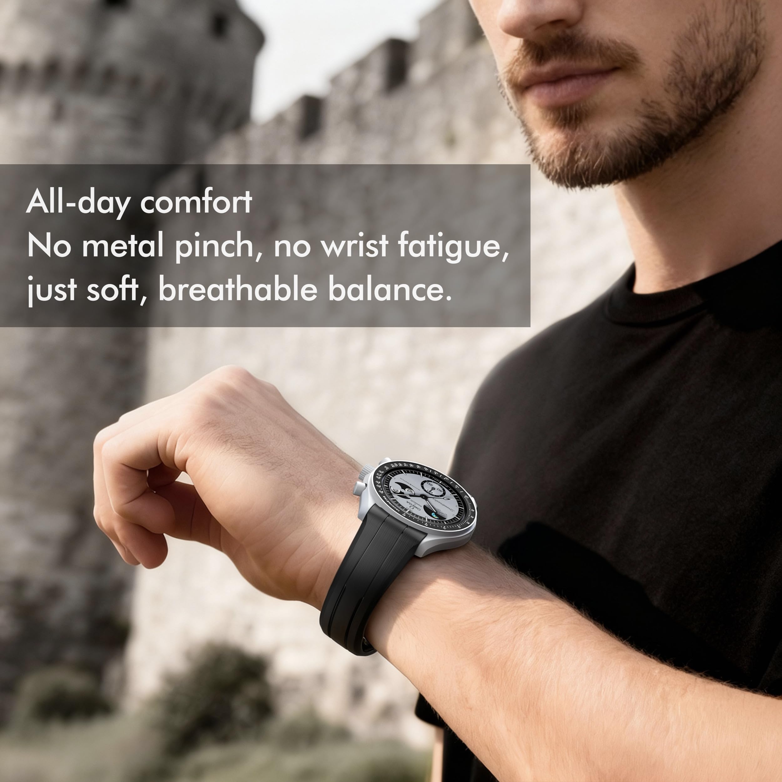 Armband für Omega X Swatch MoonSwatch Watch 20 mm, Faltschnalle, Mondbodenstruktur, kompatibel mit Omega Swatch Moonswatch Speedmaster, gebogen, keine Lücken, Ersatzband für Damen und Herren - 5