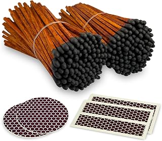 4" Brown Stick Black Tip Espresso Matches (200 Count, + Striking Stickers) | Decorative Unique & Fun for Your Home, Gifts, Accessories & Events | Premium Long Wood Safety Matches by Thankful Greetings