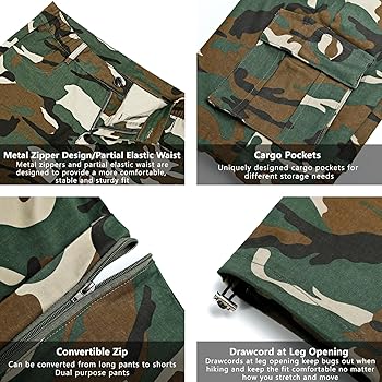GINGTTO Mens Camo Cargo Pants for Men Slim Fit Tactical Pants Men
