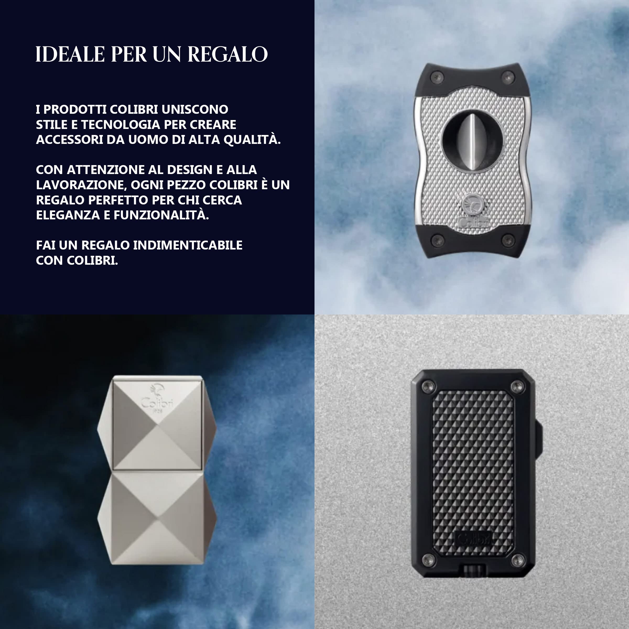 Accendino Antivento Colibri Belmont a Fiamma Singola - Ricaricabile Funziona Con Gas Butano (non Incluso) - Grande Rotella per la Regolazione Fiamma - Finestra Per Livello Gas - Confezione Regalo