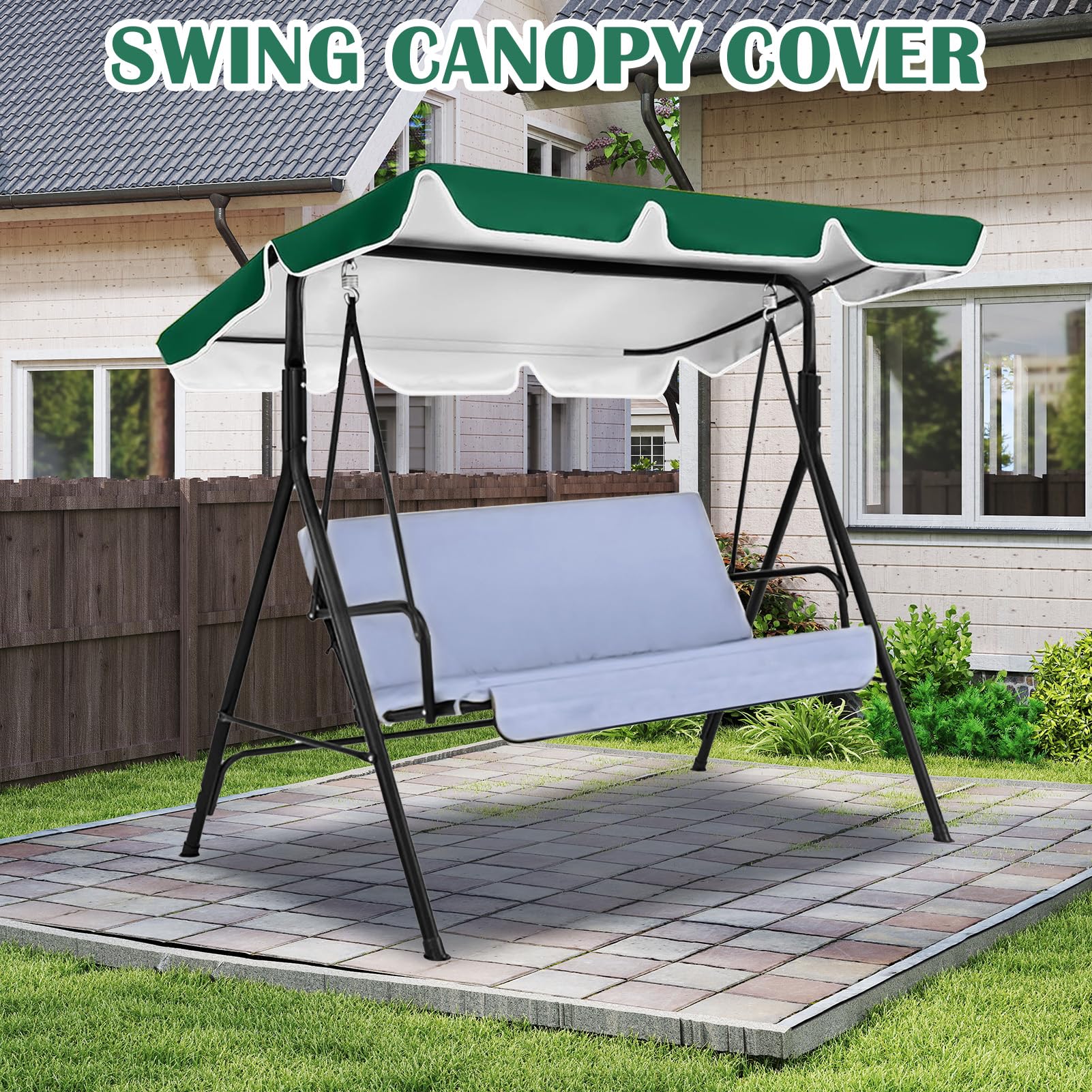 Toile de Rechange pour Balancelle, Toit de balancelle de Jardin Exterieur à 3 Places, Toile Oxford 420D, Protection Contre Les Rayons UV, 210 x 145 cm (Vert)